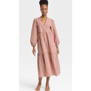 A New Day - XL - Long Sleeved Tiered Stripe Dress